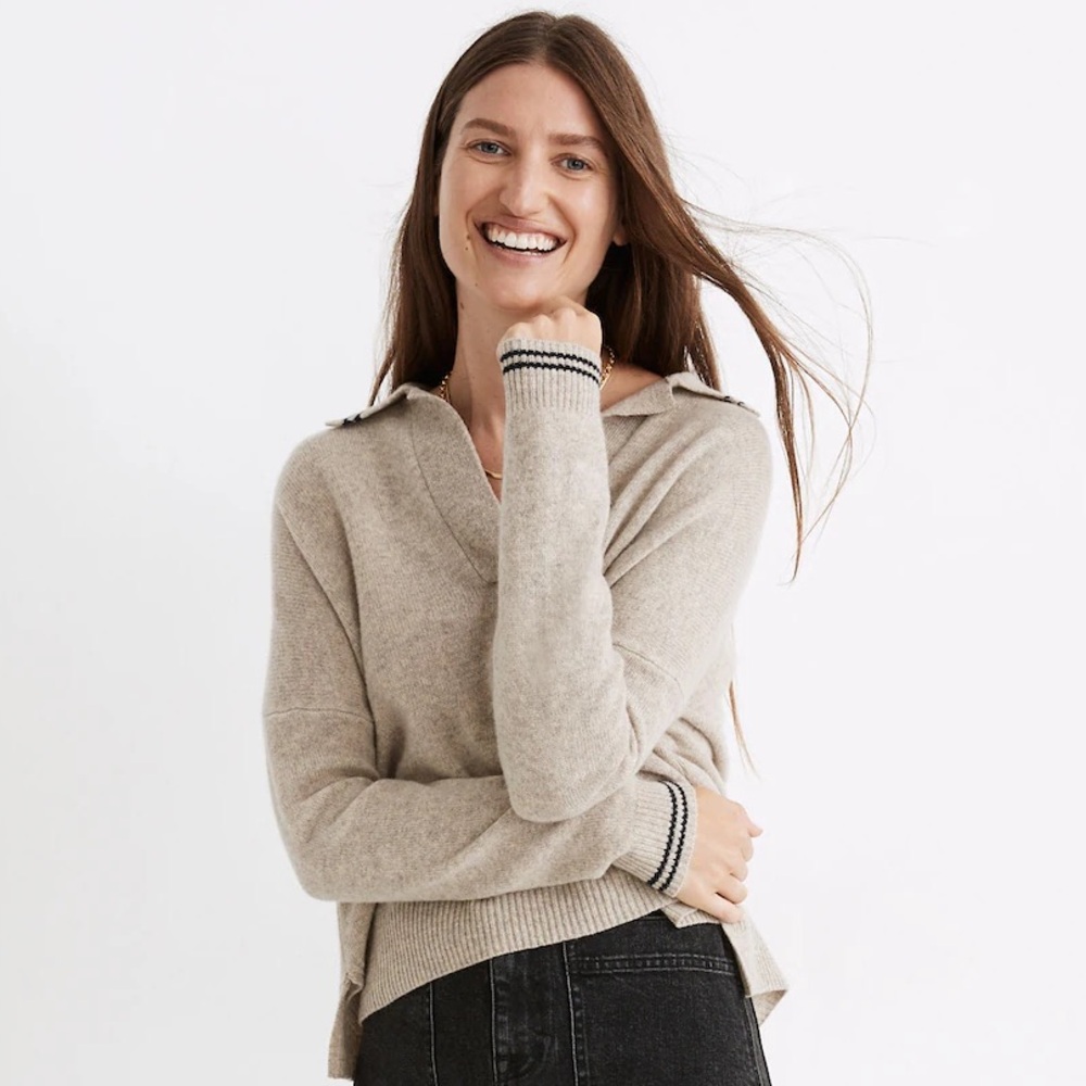 Madewell Tipped Davie Polo Sweater - Size S